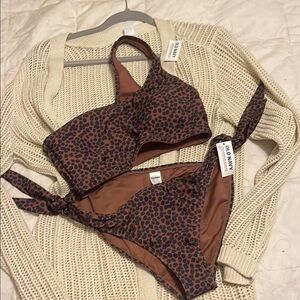 Leopard Print Bikini Set Sz M  with nude cover up Sz M NWT